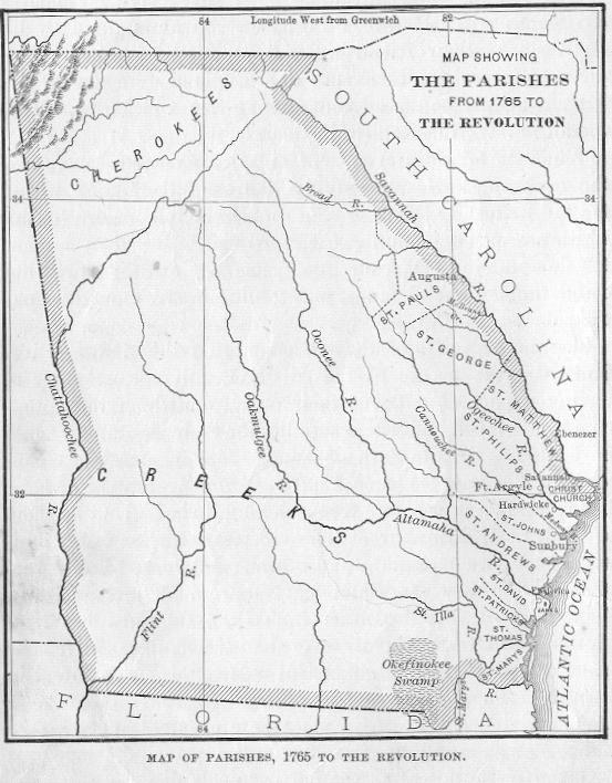 Map of Parishes, 1765 to the Revolution.